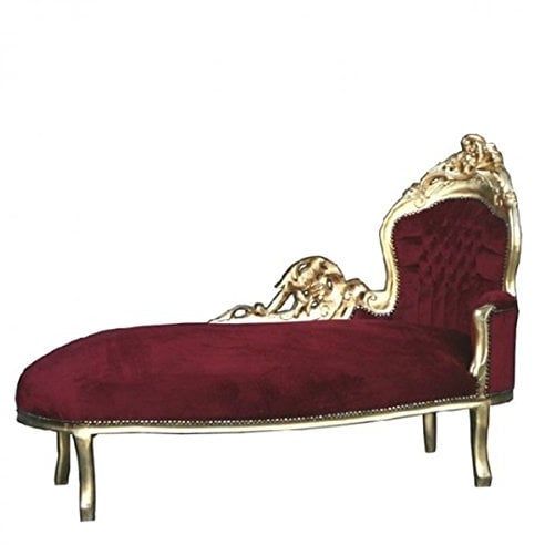 Casa Padrino Barock Chaiselongue 'King' Bordeaux/Gold - Recamiere Wohnzimmer Liege