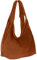 Caspar Große Damen Veloursleder Schultertasche Samtweiche Beuteltasche aus Leder - CLASSIC LINE - Modell No.618 - Made in Italy, Farbe:braun