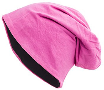 shenky Beanie 2-farbig | Wendemütze | Basic Look | für Damen & Männer | lang geschnitten | Unisex | Longbeanie | Long Slouch Beanie Reversible| dünne Mütze zum Wenden | Schwarz-Rosa