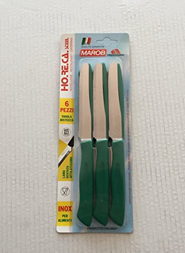 Coltelli tavola bistecca 6 pezzi Marob verde
