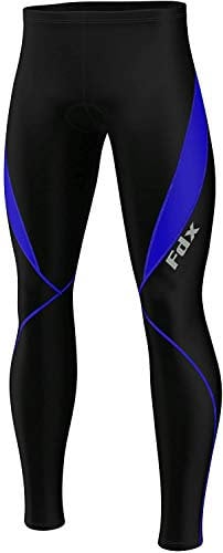 FDX Men’s Cycling Tights - Italian Roubaix Fabric, 3D Anti-Bac Padded, Breathable, Quick Dry, Winter Cycle Pants - Thermal Outdoor Bike Riding Trousers - Highly Elasticated Bicycle Leggings (Blue-L)