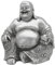 Bellaa 25761 Lachender Buddha Statue Glücklich sitzend 15,2 cm (silberner Buddha)