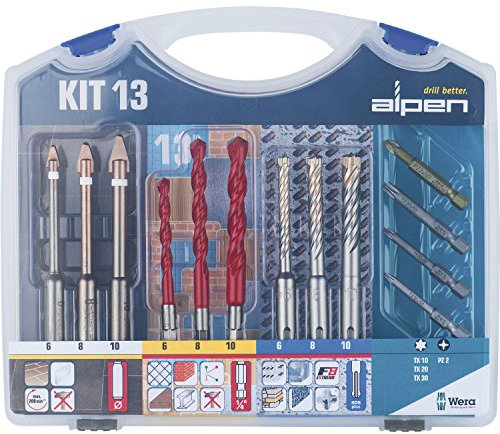 ALPEN Bohr-Schraubset KIT 13 Inhalt 9 Bohrer, 4 Bits, 1 Stück,300113100