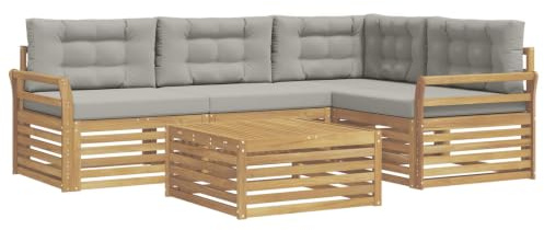 vidaXL Outdoor-Sofagarnitur 5 STK. Weiß und Hellgrau Polyester