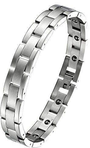 Zeitlos Magnetische Edelstahl-Armband für Herren mit Magnete Farbe Silber, Link-Tool zum Entfernen Enthalten