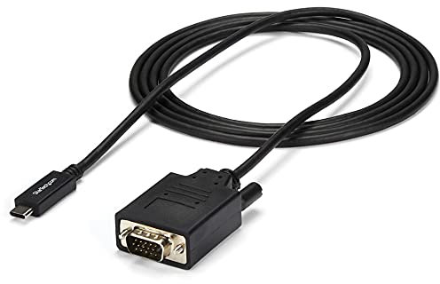 StarTech.com Câble USB C vers VGA de 2m - Adaptateur Vidéo Actif USB Type C vers VGA 1920x1200/1080p - Compatible TB3 - Ordinateur Portable vers Écran/Projecteur VGA - DP Alt Mode HBR2 (CDP2VGAMM2MB)