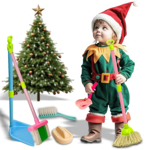 Koolbitz Kids Complete Cleaning Toy Set Cleaner Brush Mop Broom Dustpan Sponge & More Fun Pretend Play House Clean Toy Playset Cleaning Accessories