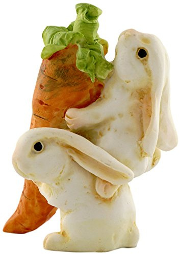 Top Collection Jardin Féérique Miniature et Statue de Terrarium Rabbits Carrying Carrot