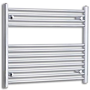 companyblue 800mm wide x 700mm high Heated Towel Rail Straight Flat Chrome Bathroom Warmer Radiator Rack Central Heating