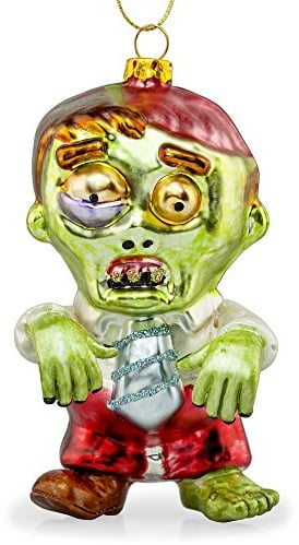 Zac the Zombie Glass Bauble Novelty Horror Christmas Tree Decoration