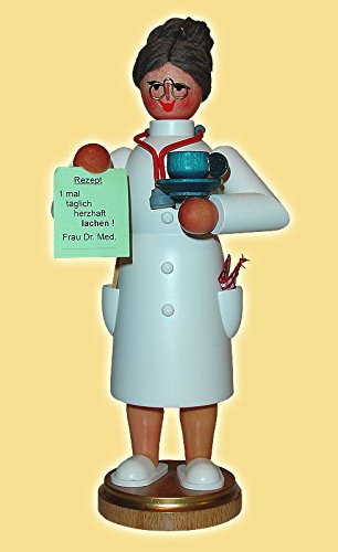 Rudolphs Schatzkiste Räucherfrau Frau Doktor Höhe= 23cm Räucherfrau Bäckerin Rauchen Rauchfigur Rauchmann Räucherfigur Räucherkerze Smoker Kerze Figur Mann Holz Seiffen Erzgebirge Holz Schnee