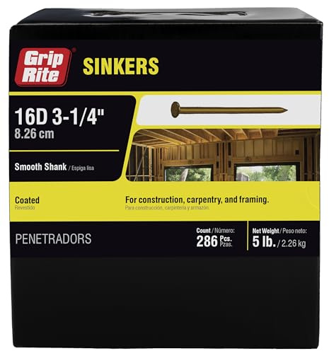 Grip-Rite 16CTDSKR5#9 x 3-1/4 16 Penny Vinyl Coated Steel Sinker Nails, 5 lb Box