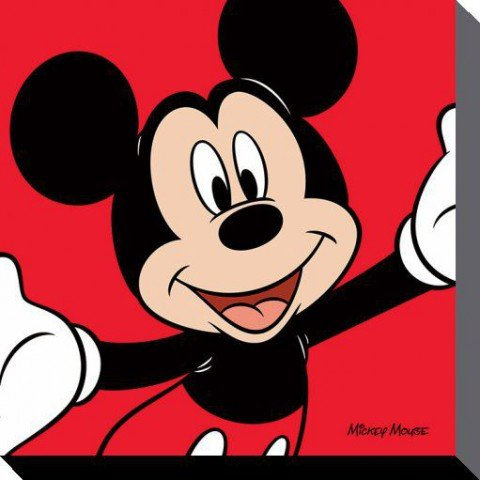 1art1 Micky Maus Poster Red Bilder Leinwand-Bild Auf Keilrahmen | XXL-Wandbild Poster Kunstdruck Als Leinwandbild 80x80 cm