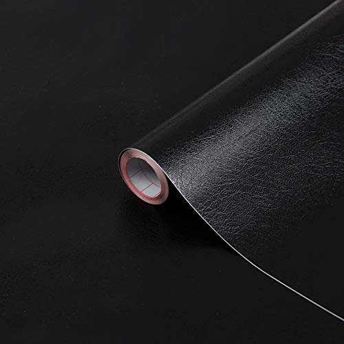 d-c-fix Klebefolie Leder Uni geprägt schwarz selbstklebende Folie wasserdicht realistische Deko für Möbel, Tisch, Schrank, Tür, Küchenfronten Möbelfolie Dekofolie Tapete 45 cm x 2 m