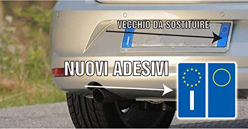adesivi adesivo per targa europea kit 4 pezzi per auto moto macchina automobile ( 2 pezzi per targa anteriore + 2 pezzi per targa posteriore ) (10x18,5 cm ( 10x4,5 cm cad. ) - 2AINTIMO®
