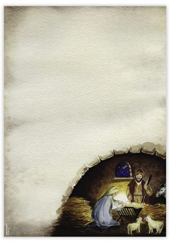 Briefpapier Heilige Nacht | 50 Blatt | 90g/m² | DIN A4 | WB751 | Weihnachten | Motivpapier | Weihnachtsgrüße | weihnachtliches Briefpapier