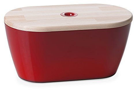 Omada Design caja de pan o contenedor de pan, 34x19x 17 cm con 6 lt. capacidad y tapa para usar en tablas de cortar, adecuado para preservar la frescura de los alimentos y ahorrar espacio, Linea Woody