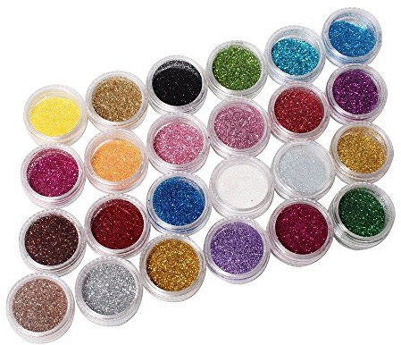 Ardisle 24 Sparkle Glitter Dust Powder Nail Art Decoration Pots Dust Pots Coloured