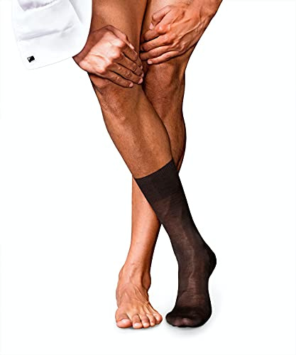 Falke Men's No. 9 Dress Socks, Lightweight, Breathable, Skin-Friendly, Pure Fil d´Écosse Cotton, Designer Stockings, Brown (Brown 5930), 11-12, 1 Pair
