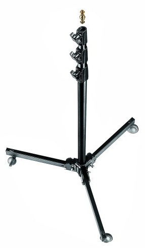 Manfrotto 299B Stativo con Ruote, Serie Roller, Massima Capacità di Carico 12 kg, Massima Altezza 272 cm per Luci, 3 Sezioni, in Acciaio, Nero
