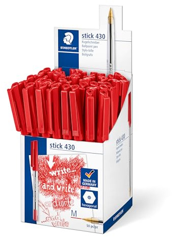 Staedtler Stick 430 M-2CP5 Ballpoint Pen Medium - Red (Box Of 50)