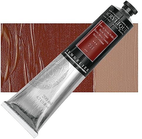 Sennelier Tube de peinture acrylique extra fine 200 ml, 200 ml, Sienne brûlée S1
