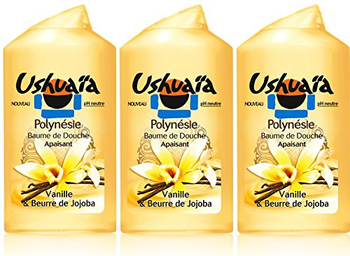 Ushuaïa - Polynésie Baume de Douche Apaisant à la Vanille & Beurre de Jojoba - 250 ml - Lot de 3