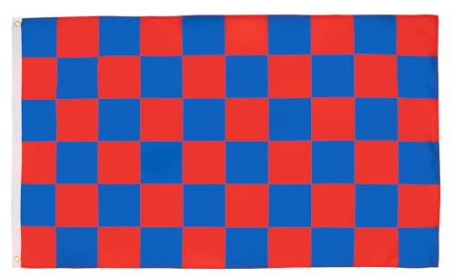 AZ FLAG Bandiera A Scacchi Rossi E Blu 150x90cm - Bandiera Scacchiera Rossa ED Azzurra 90 x 150 cm