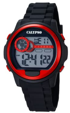 Calypso Uhr Digital Herren aus Kautschuk Schwarz Sport-Herrenuhr | Wasserdicht 10 ATM Datum/Kalender, Chronograph, Zwei Zeitzonen, Beleuchtung, Alarm, 12 und 24 Stunden K5667/2 Digital for Man