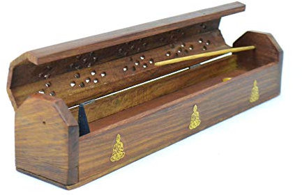 Coco Papaya Porte-encens avec Rangement/boîte en Bois, Motif Bouddha