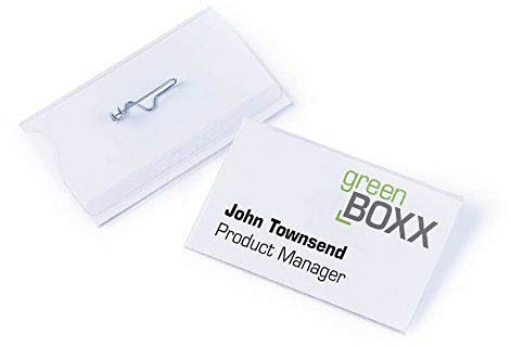 Durable 800419 Boite de 25 Porte-Badges avec Epingle 54 x 90 mm