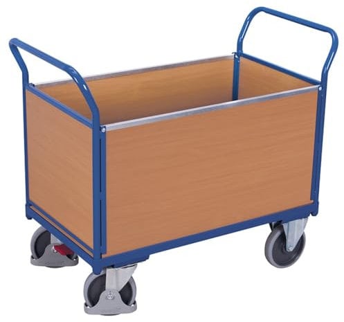 Vierwandwagen mit Holz RAL5010 Enzianblau Rungenwagen Plattformwagen