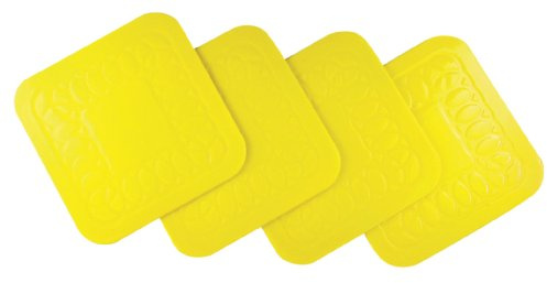 Tenura Yellow Non Slip Heat Proof Coasters Square 9x9 cm for Coffee, Tea, Beer, Mug, Wine on Tables, Counters, Cabinets Pack of 4