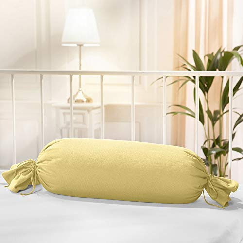 Erwin Müller Nackenrollenbezug Memmingen Interlock-Jersey hellgelb Größe 40x15 cm Ø - formstabil, faltenfrei, anschmiegsam, mit Bindeband