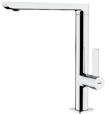 Teka FO 915 - Grifo de Cocina Minimalista, Monomando, Caño Alto Giratorio, Temperatura Precisa, Suavidad en el Manejo, Aireador Anticalcáreo, Color Cromo
