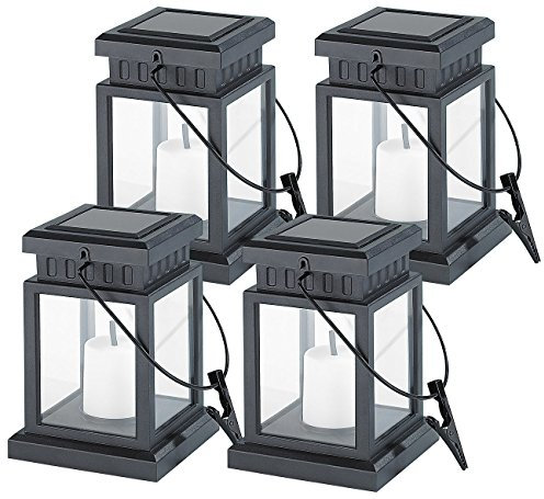 Lunartec 4er-Set Solar-LED-Laternen in asiatischem Design, zum Aufhängen, Akku