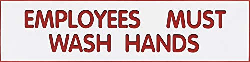 Cosco 098002 Schild mit Gravur Employees Must Wash Hands, 5,1 x 20,3 cm, Weißes Schild mit rotem Text