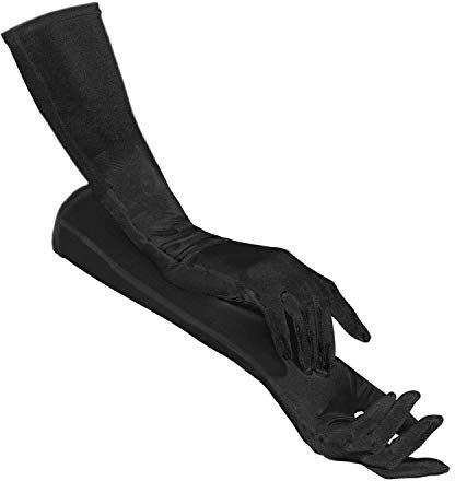 PartyXplosion Damen Handschuhe Elegante ca. 52 cm lange Satin Handschuhe Karneval (12074), Schwarz, One Size