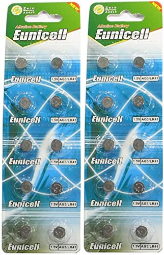 Eunicell Set of 20 battery AG4/LR626/377/SR626/606 for watch