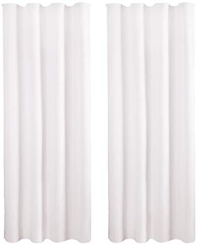 Bestlivings Vorhang Blickdicht Aber Lichtdurchlässig (140x245cm / 2 Stück) Gardine Uni (Weiß) mit Kräuselband/Universalband, für Fenster, Balkon - Gardinenschal