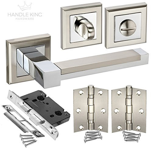 New Bathroom Door Pack Handles, Lock, Turn & Hinges H61 HB Pack - from Handle King