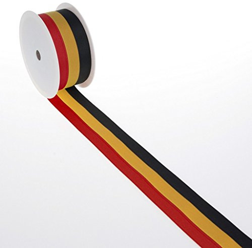 Deko und Band 2436 25 B Belgique Ruban National Noir/Jaune/Rouge 25 mm x 25 m