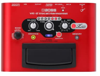 BOSS VE-2 Vocal Echo Pedal für singende Gitarristen | Vocal-Harmonien und Effekte in Echtzeit | Erzeuge Harmonien in jeder Tonart | Auto-Harmony-Funktion bei angeschlossener Gitarre