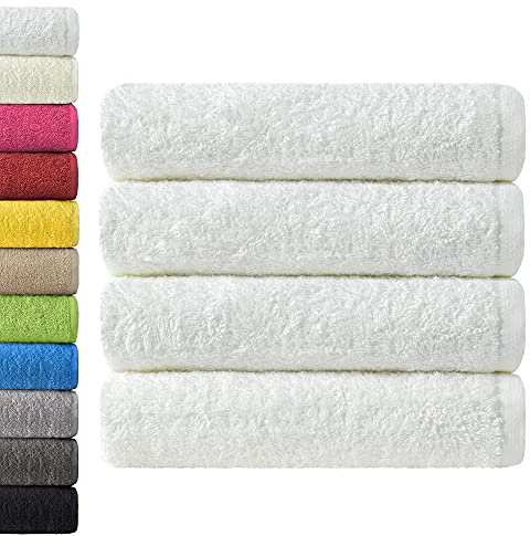NatureMark 4er Pack Duschtücher, Größe 70x140cm, Weiß, 100% Baumwolle