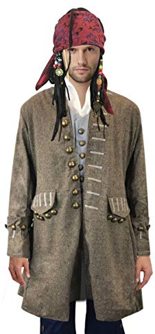 thecostumebase Exact Jack Sparrow Coat Pirate Costume Jacket M/L/XL