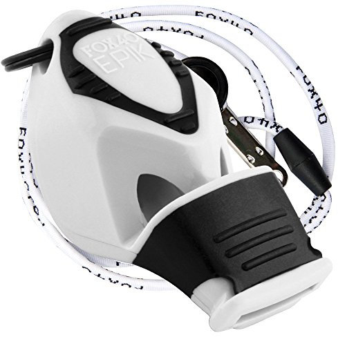 Fox 40 Epik - Fischietto CMG (con gommino per l'imboccatura) con cordino da collo, White