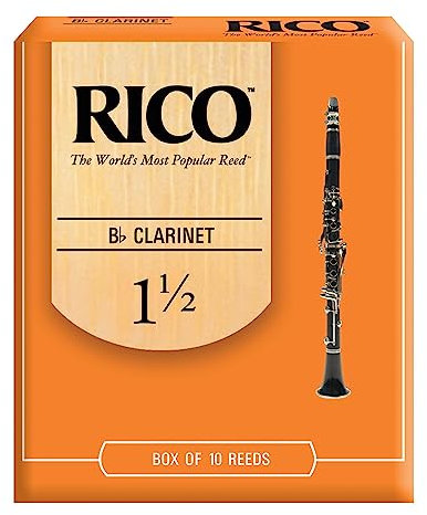 D’Addario Woodwinds - Rico Bb Clarinet Reeds - Reeds for Bb Clarinet - Crafted for Beginners, Students, Educators - Strength 1.5, 10-pack