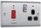 BG Electrical Cooker Switch with Socket and LED, Cooker Control Unit, Control Socket, Double Pole, Raised Profile, Round Edges, Nexus Metal, Brushed Steel, Black Inserts, 45A, NBS70B