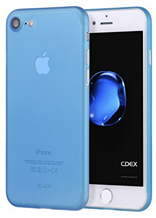doupi UltraSlim Hülle kompatibel für iPhone SE (2022) / iPhone 8/7 (4,7 Zoll), Ultra Dünn Fein Matt Oberfläche Handyhülle Cover Bumper Schutz Schale Hard Case Design Schutzhülle, blau