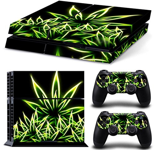 DOTBUY PS4 Skin Aufkleber Sticker Design Folie schützende Haut Schale für Sony Playstation 4 Konsole und 2 Dualshock Controller (Fluorescence Leaves)